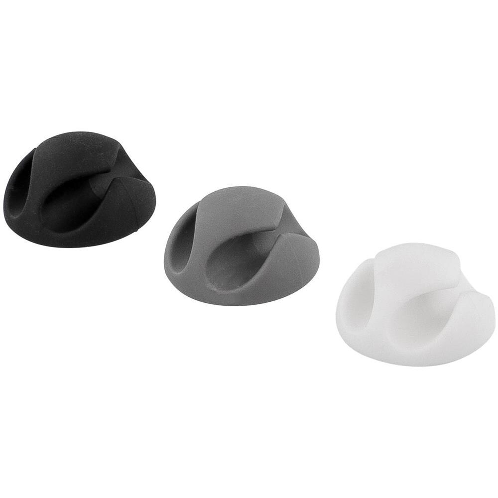 Portacavo Autoadesivo Deltaco In Gomma, Confezione Da 6, Nero / Bianco / Grigio - Foto 1