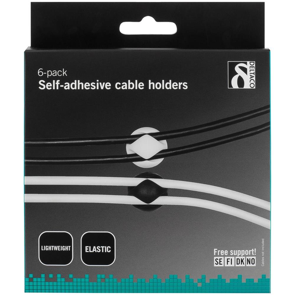 Portacavo Autoadesivo Deltaco In Gomma, Confezione Da 6, Nero / Bianco / Grigio - Foto 3