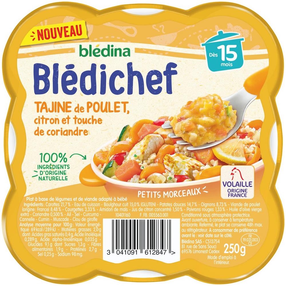 Plat Bébé Dès 15 Mois, Tagine De Poulet, Citron Et Touche De Coriandre - Foto 1