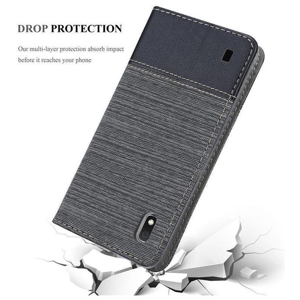 Custodia Compatibile Con Samsung Galaxy A10 In Grigio Nero - Coperchio Protettiva Con Chiusura Magnetica, Funzione Stand E Tasca Per Le Carte - Foto 8