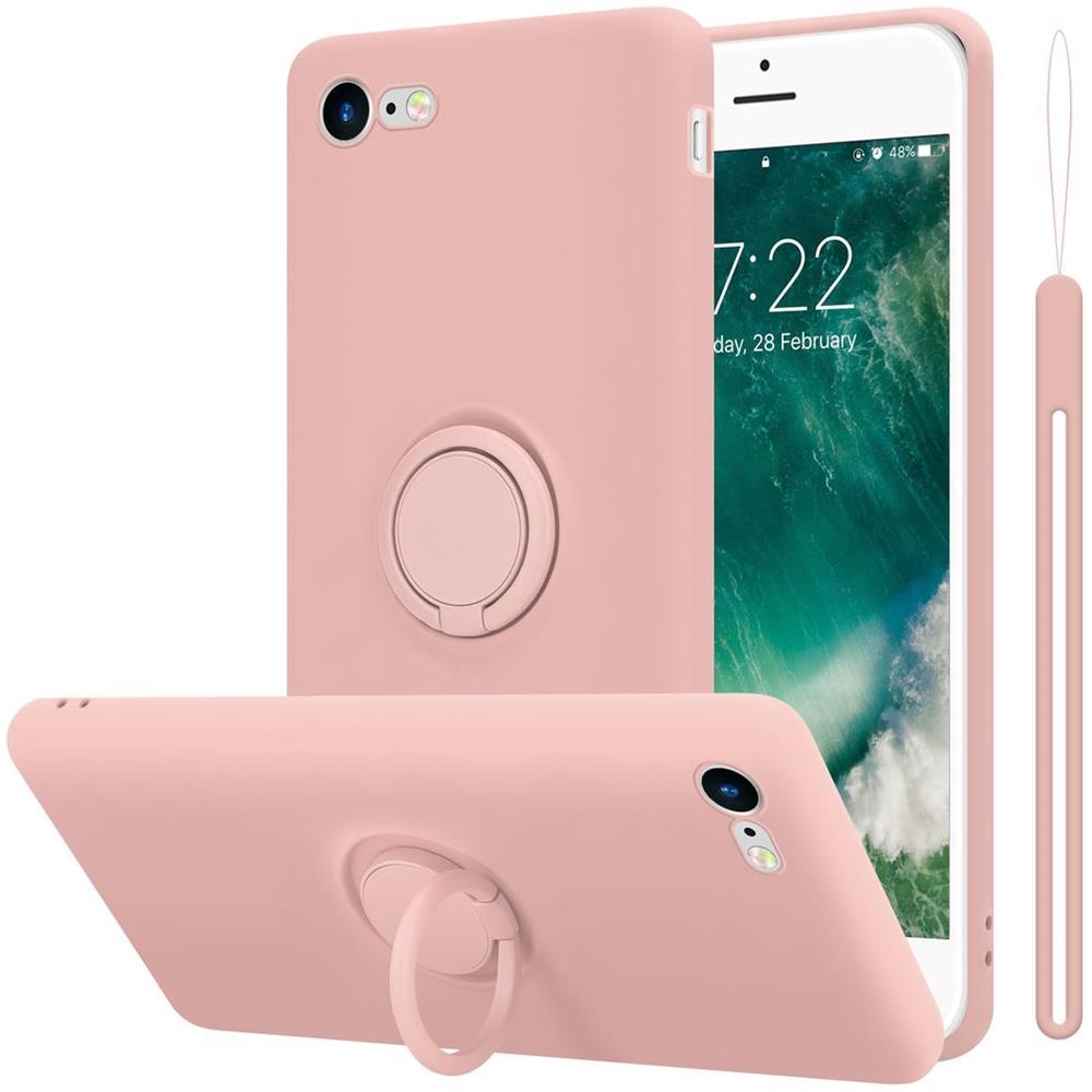 Custodia Compatibile Con Apple Iphone 7 / 7s / 8 / Se 2020 In Liquid Rosa - Coperchio Protettivo In Silicone Tpu Flessibile Con Anello - Foto 1