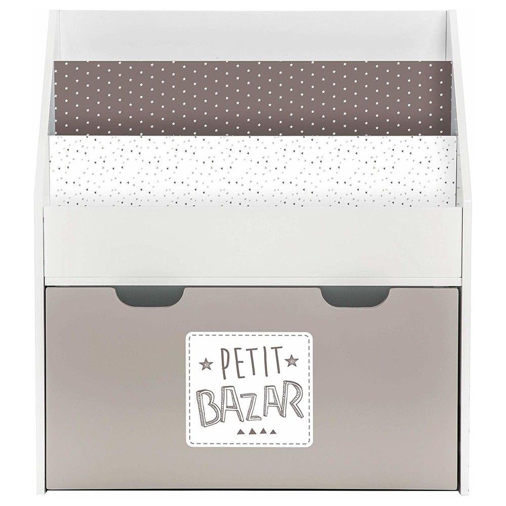 Libreria Per Bambini Con Cassetto E Scomparti, 62,5 X 30 X 70 Cm, Bianco-grigio - Foto 2