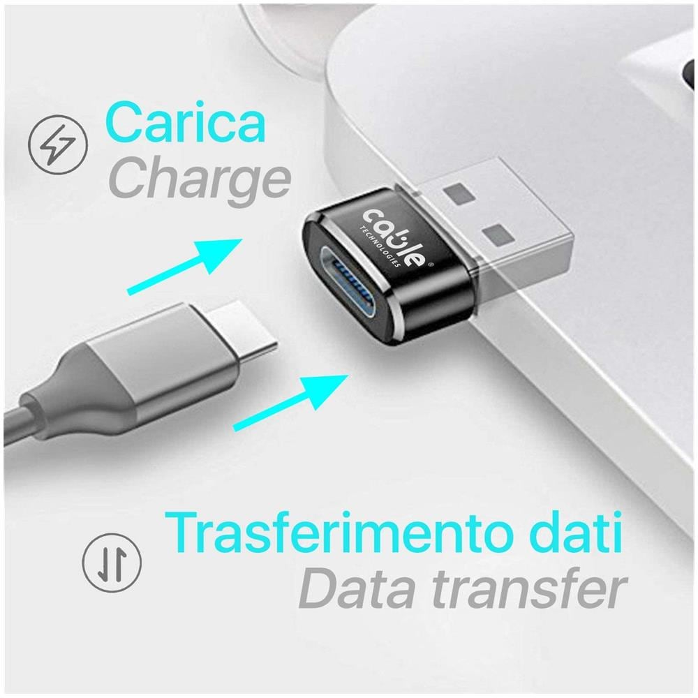 2x Cable Adattatore Usb C Femmina A Usb Maschio, convertitore Cavo Caricatore Usb C A Usb A, Usb C To Usb A Per Iphone 11 12 Pro Max X, airpods Ipad Air, samsung Galaxy Note S20 Plus Ultra A90 (x2)  - Foto 2
