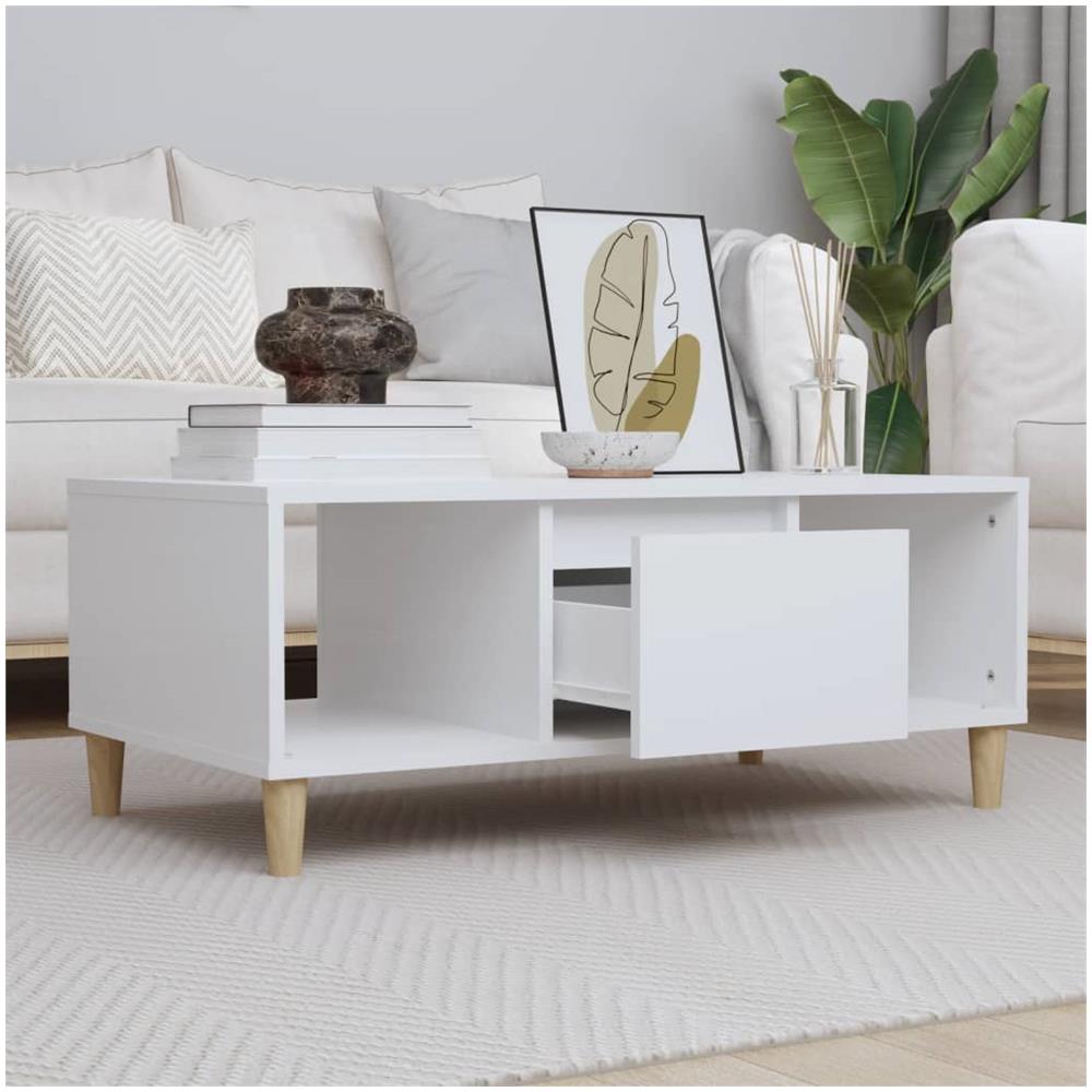 Tavolino Da Salotto Bianco 90x50x36,5 Cm In Legno Multistrato - Foto 1