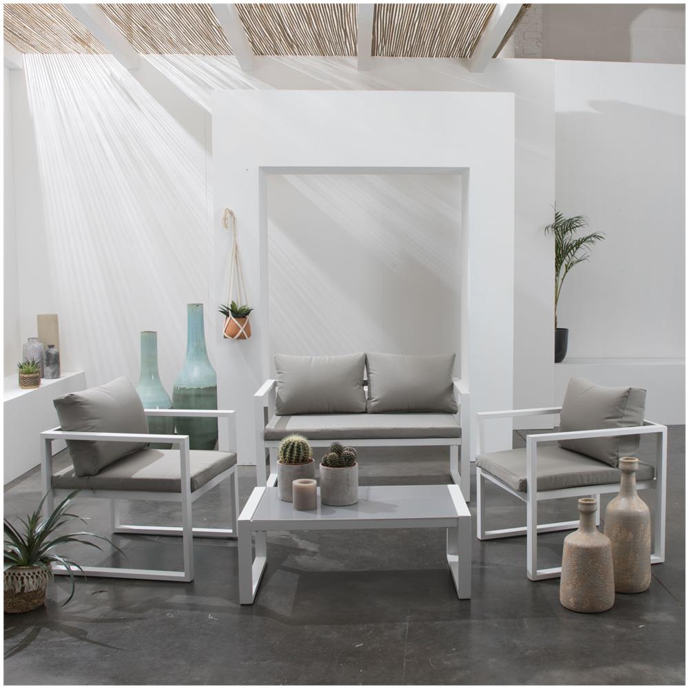 Set Di Mobili Da Giardino Ibiza In Tessuto Grigio 4 Posti - Alluminio Bianco - Foto 2
