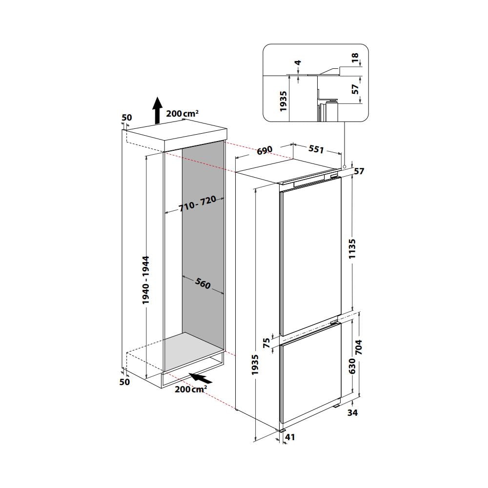 Frigorifero Combinato da Incasso HA SP70 T132 Multi Air Flow Classe D Capacità Netta 394 Litri - Foto 11
