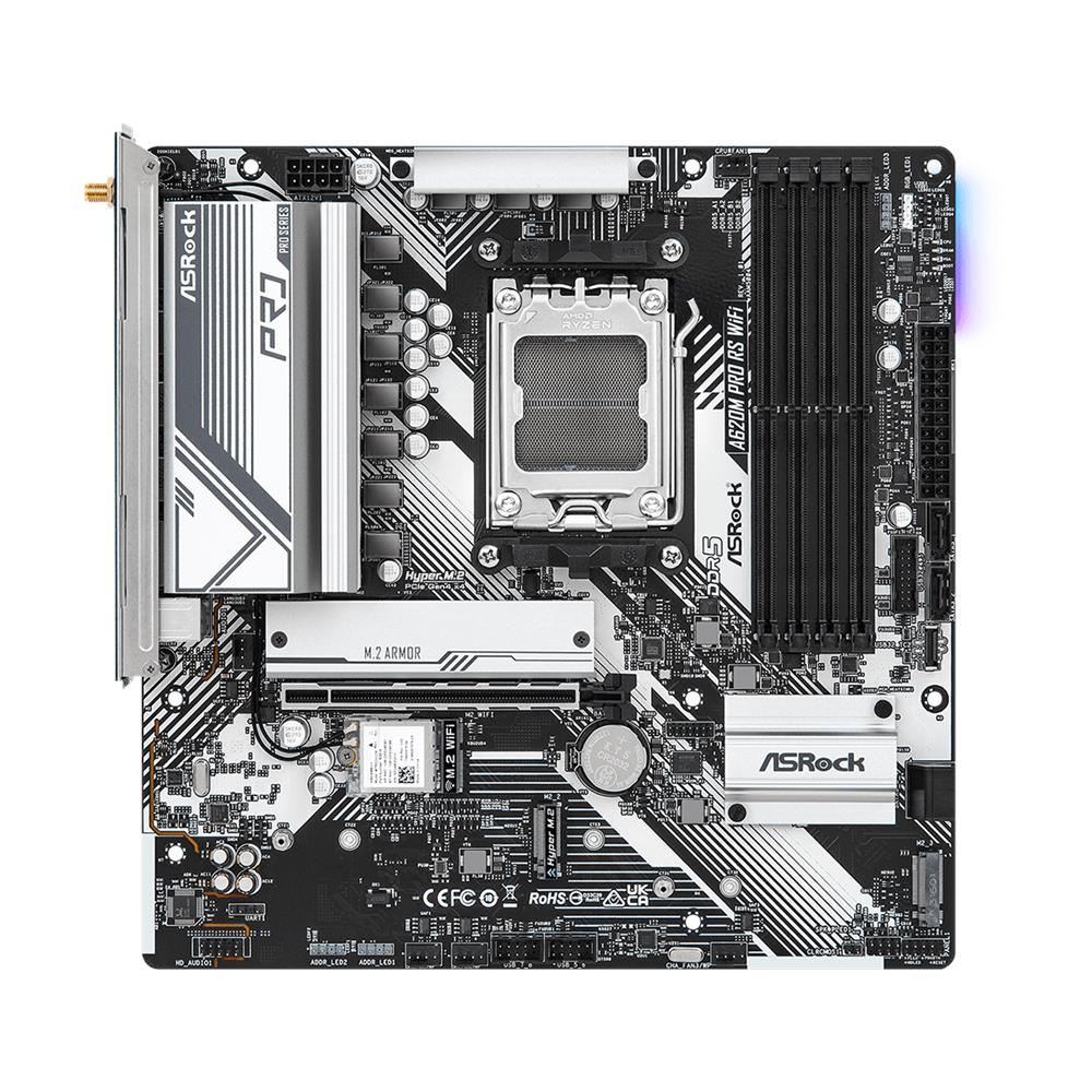 A620M Pro RS WiFi AMD A620 Presa di corrente AM5 micro ATX - Foto 2