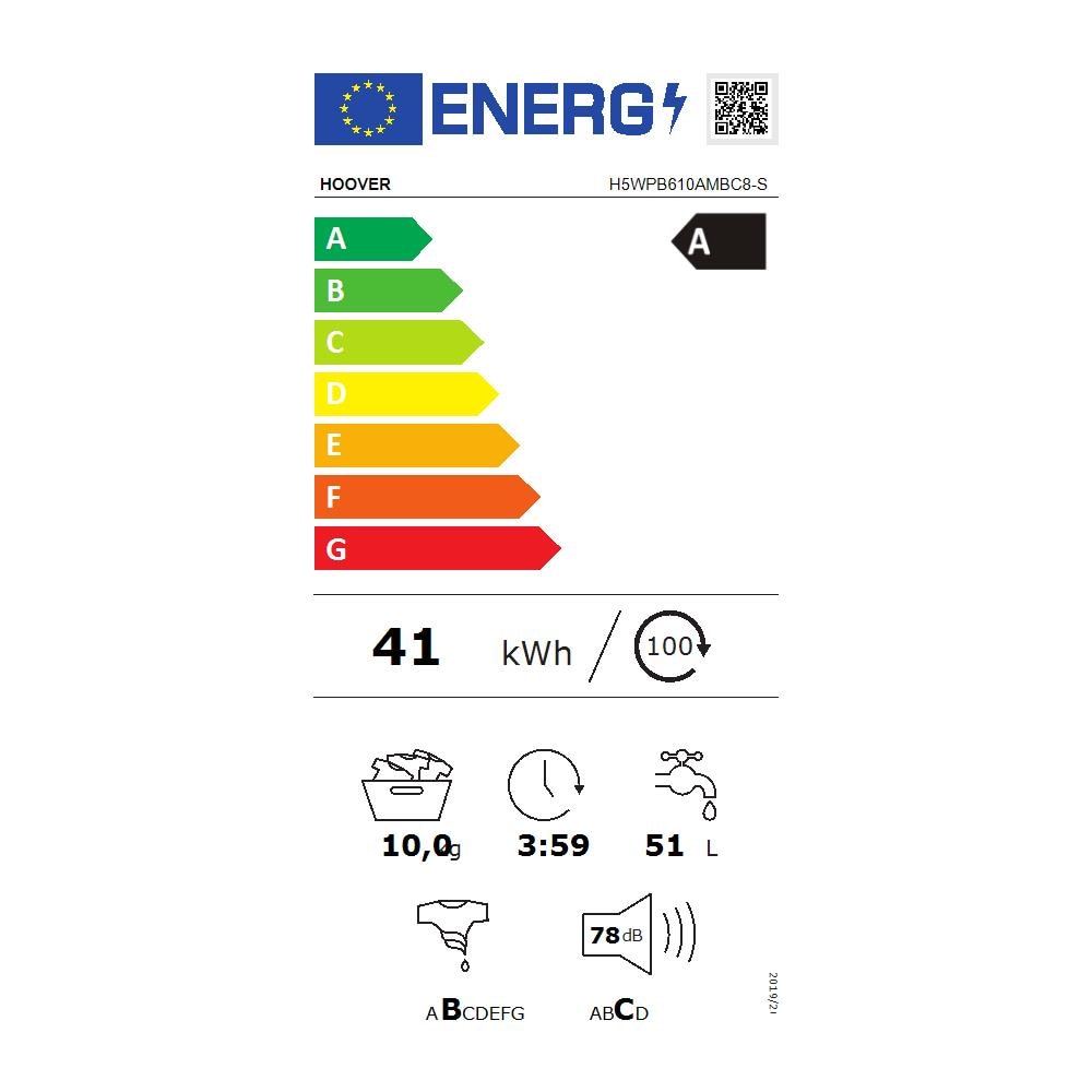 Lavatrice Libera Installazione H5WPB610AMBC8-S 10 Kg Classe A Centrifuga 1600 giri - Foto 2