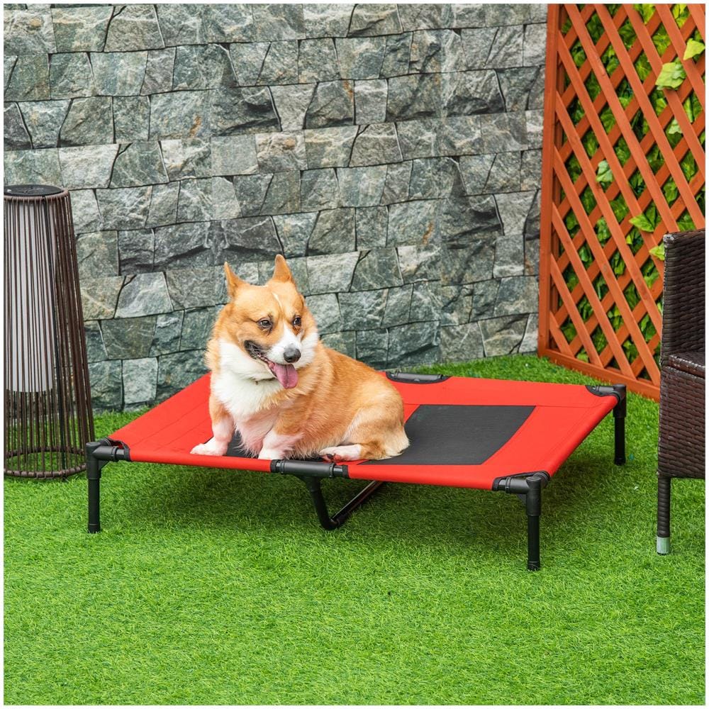 Lettino per Cani Grandi Rialzato con Tessuto a Rete, Peso Massimo 30kg, 91.5x76.2x18 cm, Rosso - Foto 2
