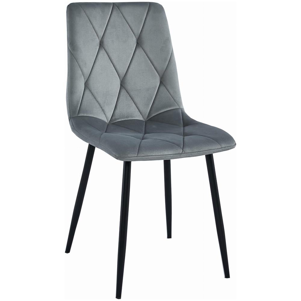 Sedia TYRA in velluto grigio argento / gambe nere x 3 - Foto 2