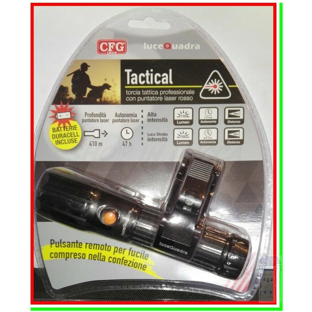 Torcia Tattica Militare Da Caccia Tactical Led Con Pulsante Remoto E Laser Aggancio Fucile +3 Pile Batterie Duracell Aaa - Foto 2