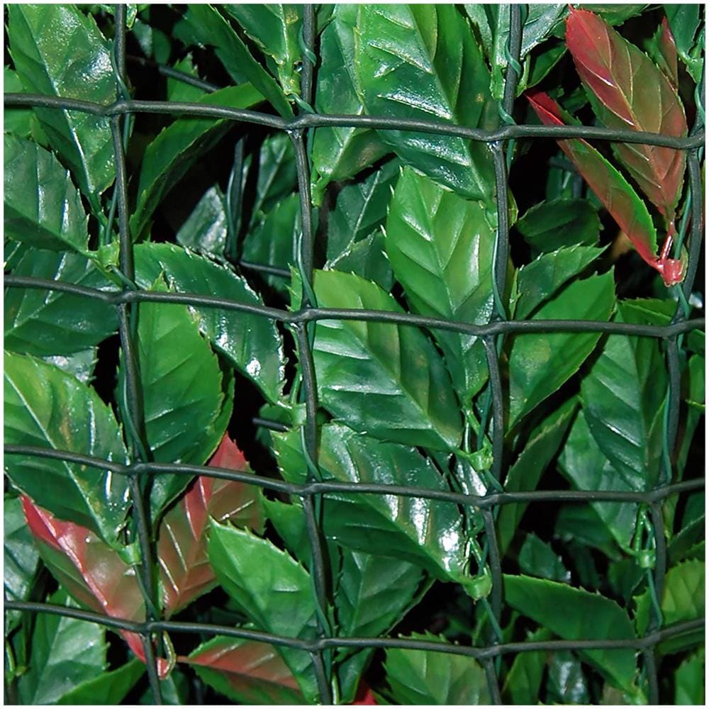 Divy 3d Plus Photinia Siepe Sintetica In Foglie Di Photinia Su Rete Plastica A Maglia Quadra In Rotolo - 1 X 3 M - Foto 2