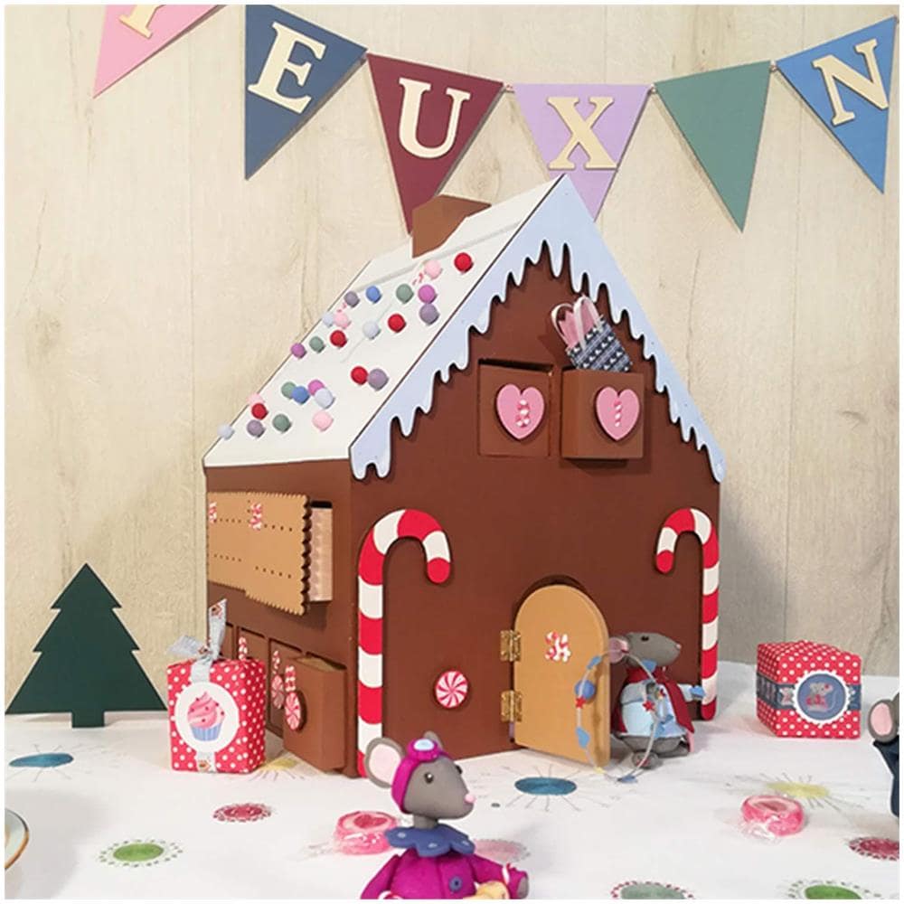 Calendario Dell'avvento In Legno Casa Di Marzapane 33 X 26 X 23 Cm - Foto 2