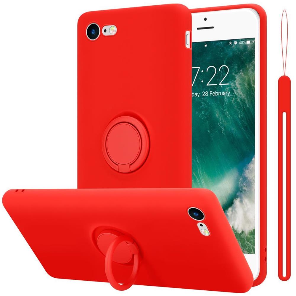 Custodia Compatibile Con Apple Iphone 7 / 7s / 8 / Se 2020 In Liquid Rosso - Coperchio Protettivo In Silicone Tpu Flessibile Con Anello - Foto 1