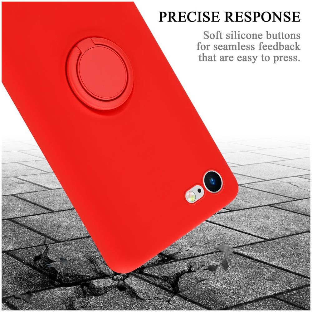 Custodia Compatibile Con Apple Iphone 7 / 7s / 8 / Se 2020 In Liquid Rosso - Coperchio Protettivo In Silicone Tpu Flessibile Con Anello - Foto 8