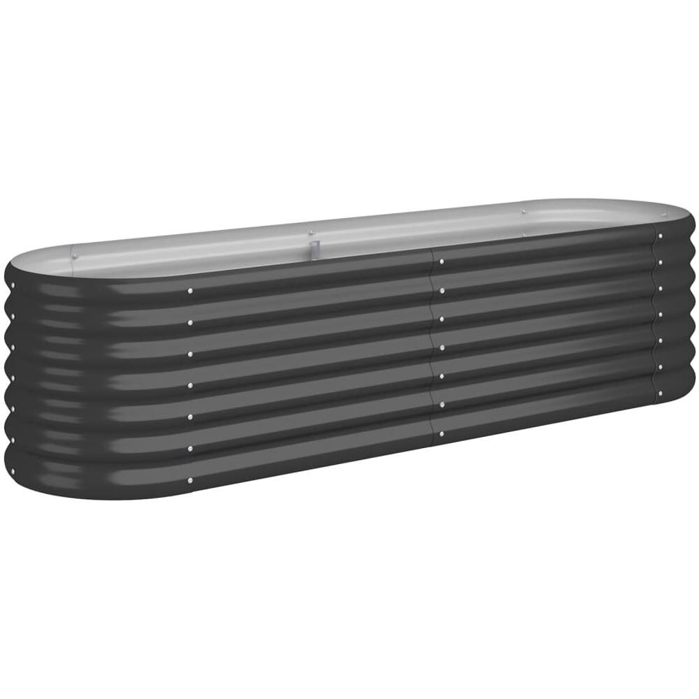 Vaso Giardino Acciaio Verniciato Polvere 152x40x36 Cm Antracite - Foto 1