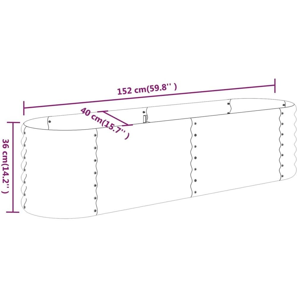 Vaso Giardino Acciaio Verniciato Polvere 152x40x36 Cm Antracite - Foto 5