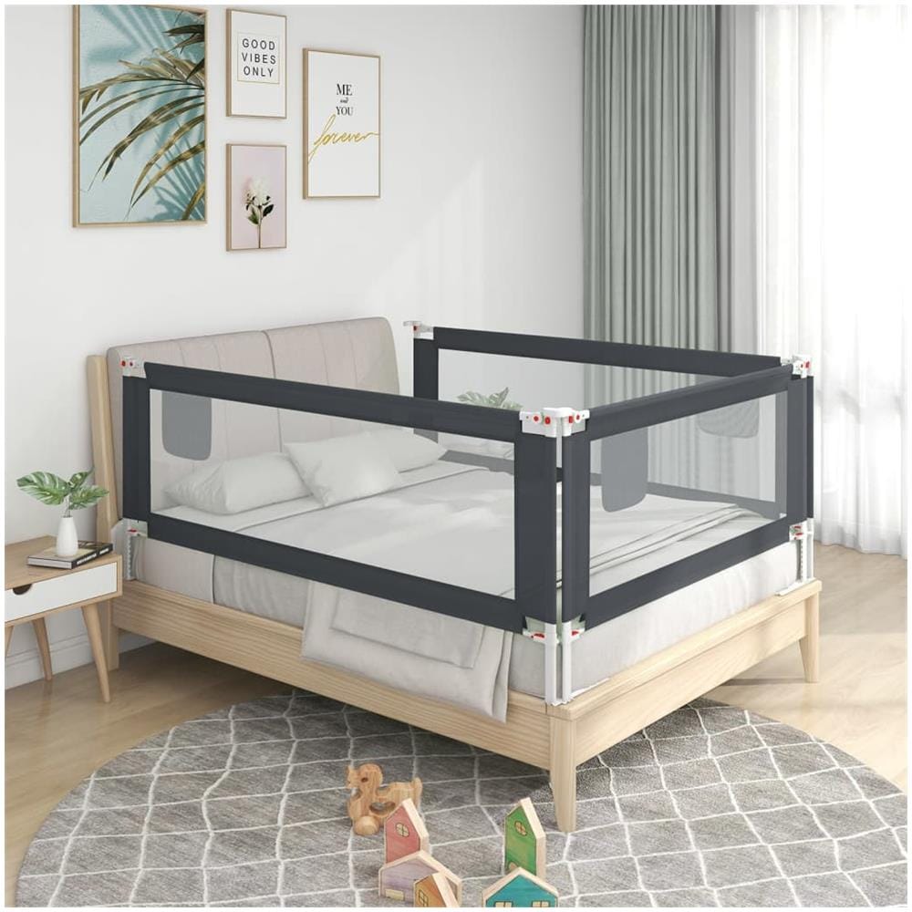 Sponda Letto Sicurezza Bambini Grigio Scuro 100x25 cm Tessuto - Foto 1