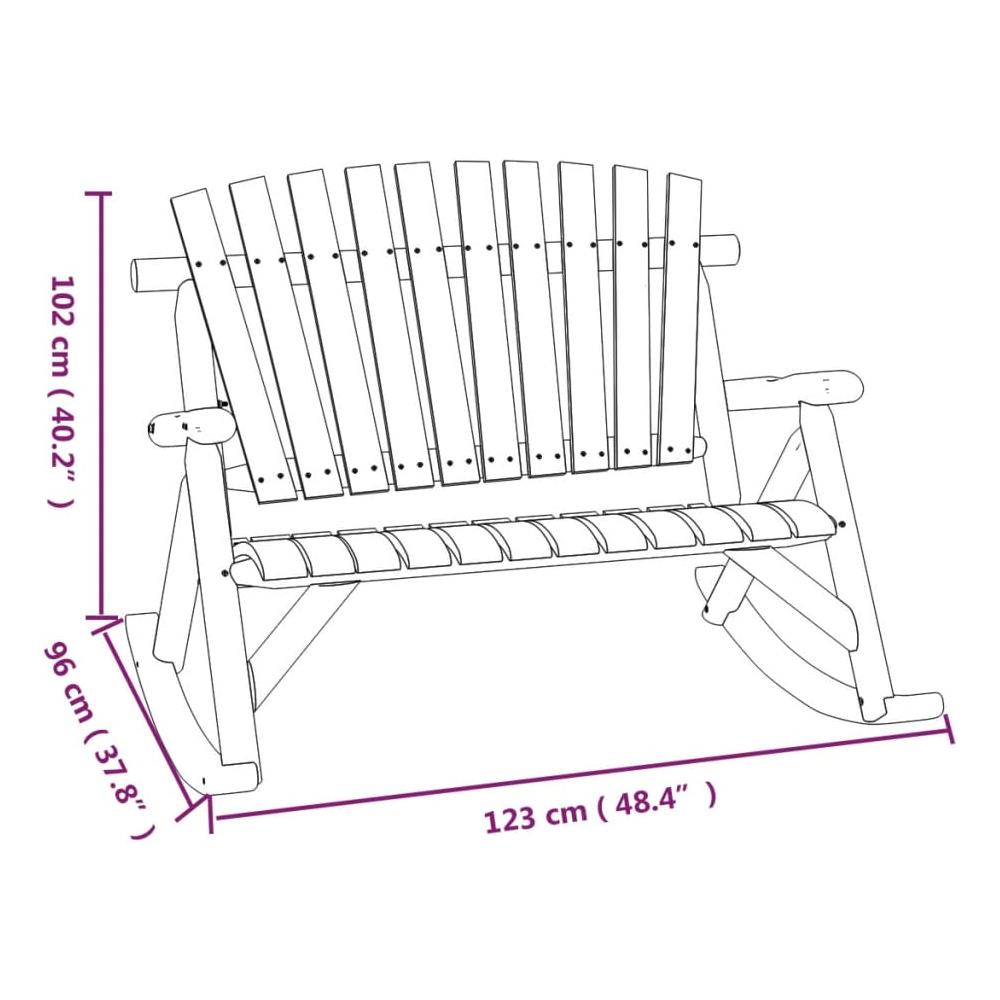 Panca Dondolo Giardino 2Posti 123x96x102cm Massello Abete Rosso - Foto 2