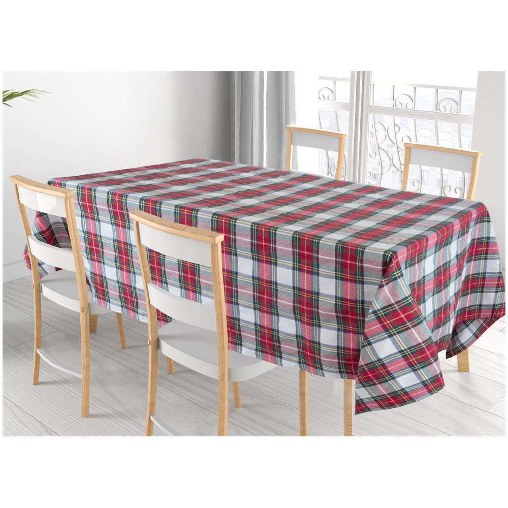 Tovaglia Cucina Soggiorno Misto Cotone Fantasia Tinto In Filo Con Lurex Mod. Natalina Scozzese 140x180cm Panna - Foto 1