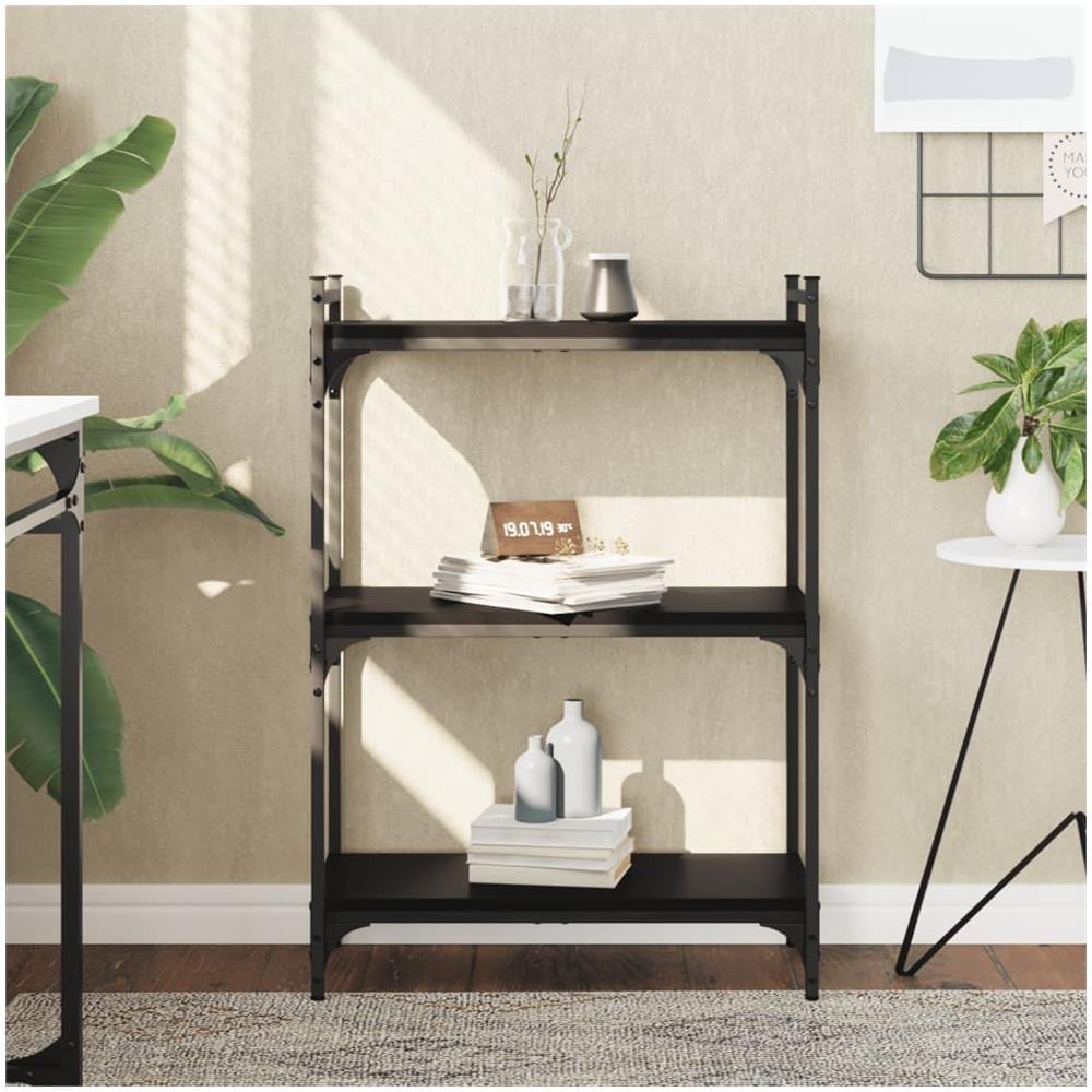 Libreria A 3 Ripiani Nera 60x30x86 Cm In Legno Multistrato - Foto 1
