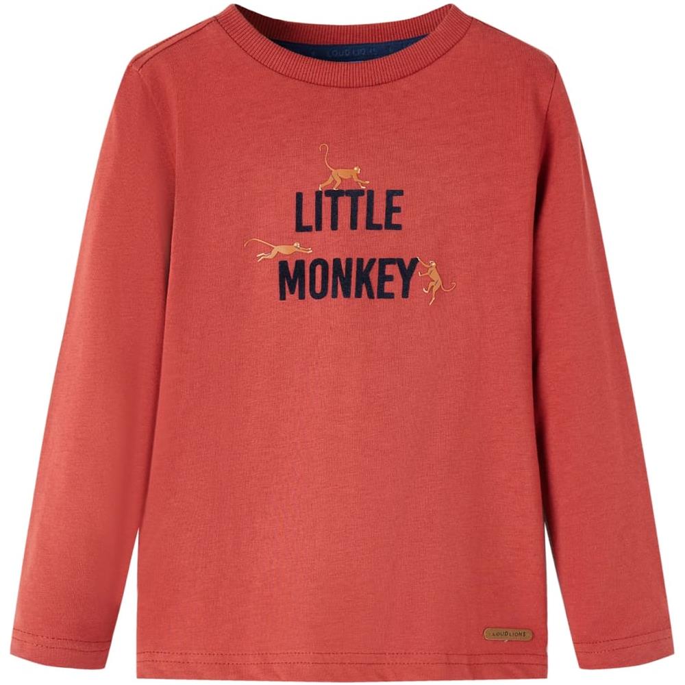 Maglietta Per Bambini Maniche Lunghe Little Monkey Rosso Bruciato 128 - Foto 1