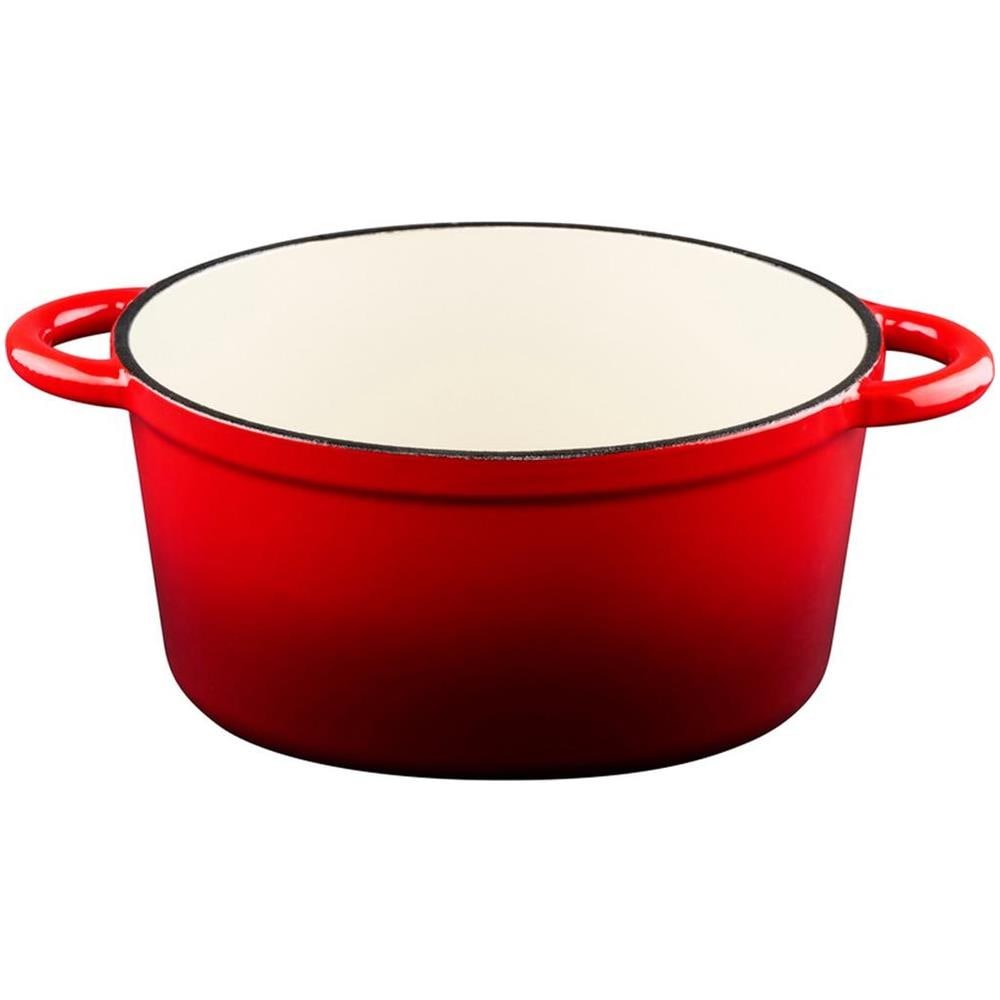 Padella in Ghisa con Coperchio Casseruola 24 cm Rossa Adatto a Tutti i Fornelli - Foto 2