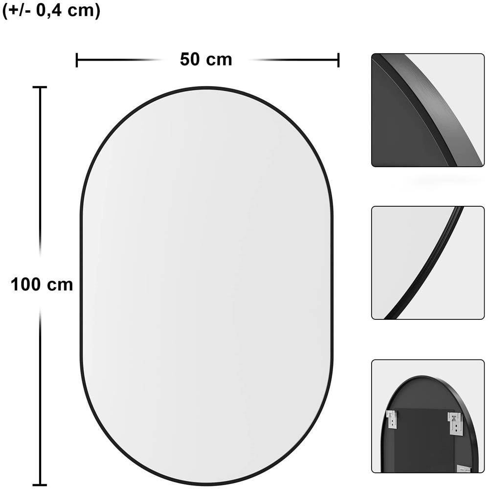 SPECCHIO OVALE 100X50CM Cornice Nera Stile Loft - Foto 2