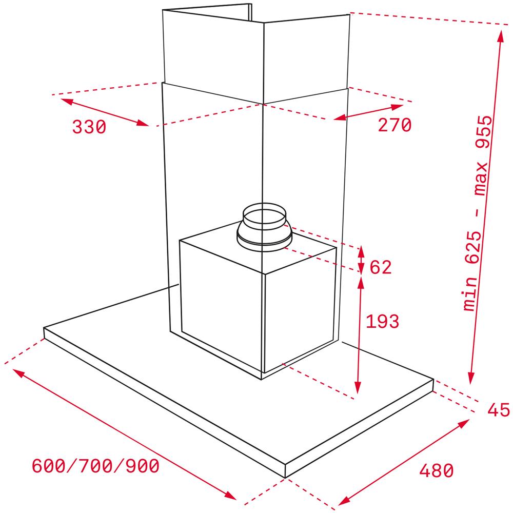Cappa a Parete DSH785 Aspirante 90 cm Colore Acciaio Inossidabile - Foto 3