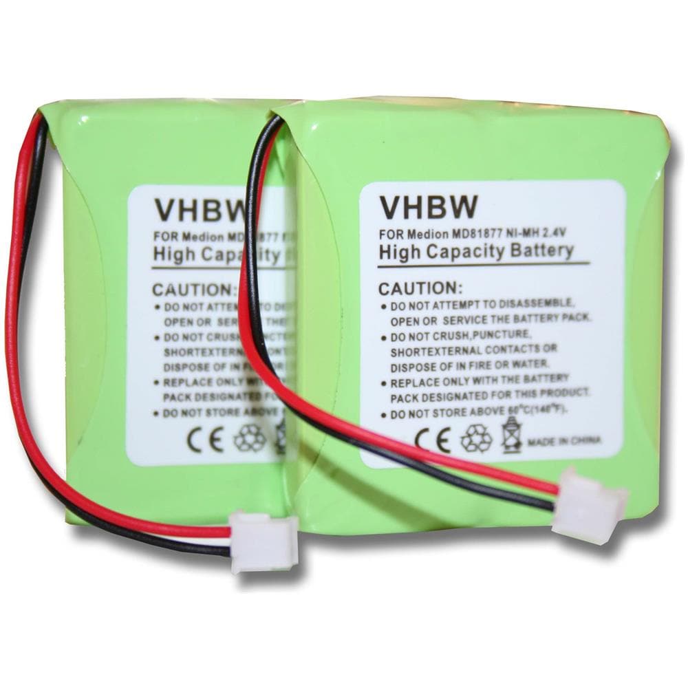2x Nimh Batteria 600mah (2.4v) Per Telefono Fisso Cordless Medion Md81877, Md82711, Md82772, Md82877 Sostituisce 5m702bmx, Gp0827. - Foto 1