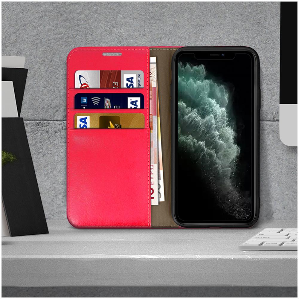Custodia Apple Iphone 11 Pro Maxpelle Portafoglio Funzione Stand - Rosso - Foto 2