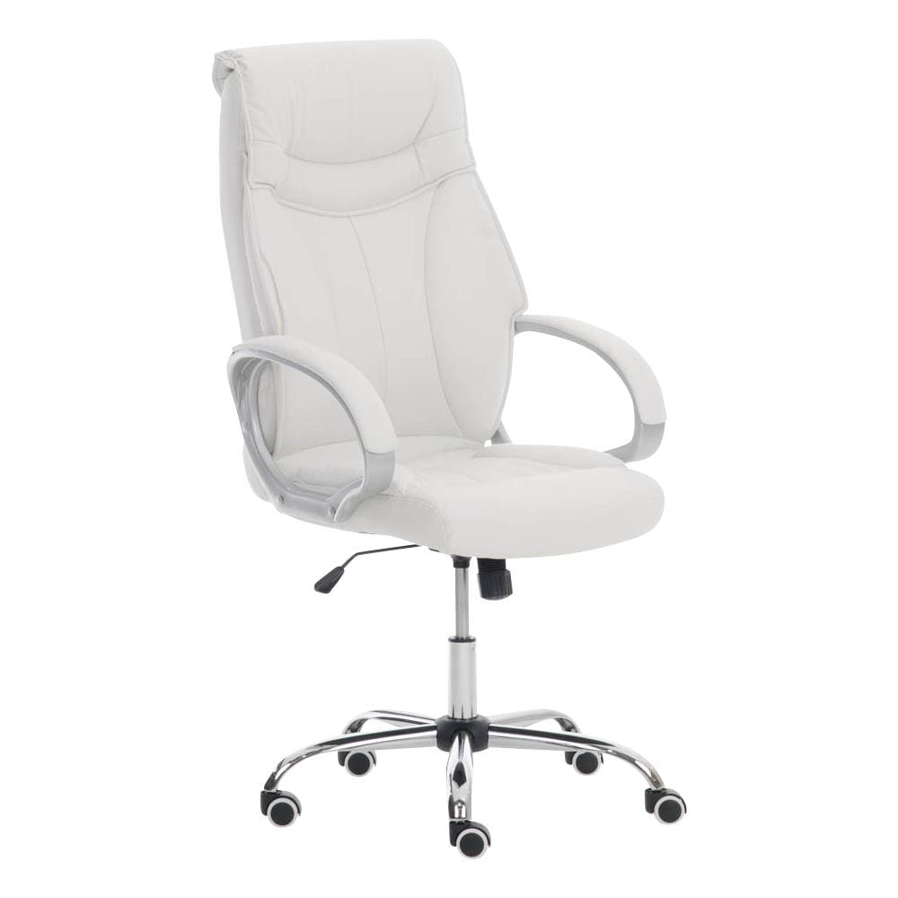 Poltrona Ufficio Torro con Braccioli - Sedia Scrivania Ergonomica in Similpelle - Sedia Pc Girevole e Regolabile - Sedia Studio Carico Max 150Kg Bianco - Foto 1