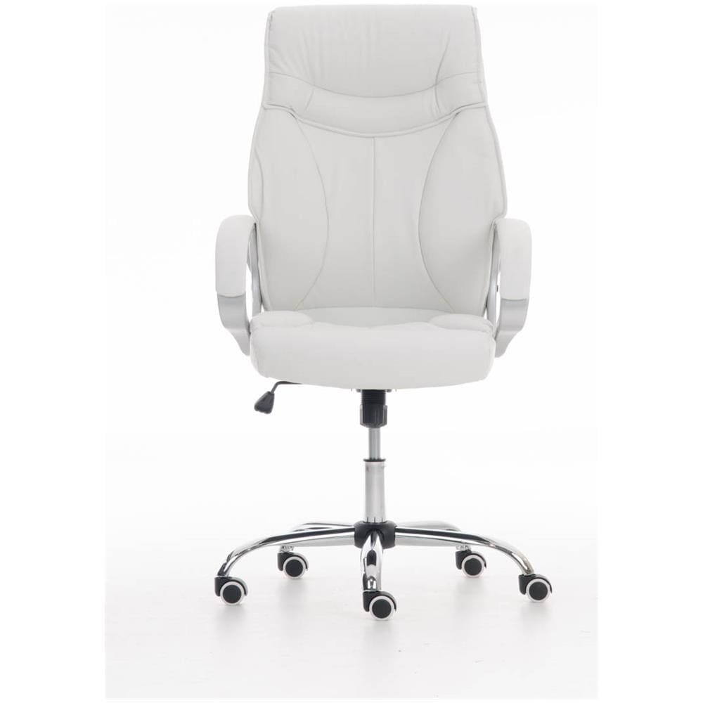 Poltrona Ufficio Torro con Braccioli - Sedia Scrivania Ergonomica in Similpelle - Sedia Pc Girevole e Regolabile - Sedia Studio Carico Max 150Kg Bianco - Foto 2