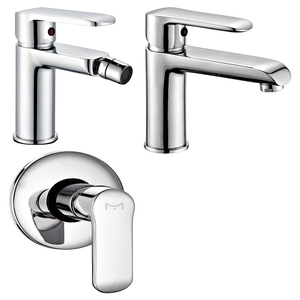 Tris Rubinetti Miscelatori Bidet Lavabo Doccia Ad Incasso Linea America Cromata - Foto 1