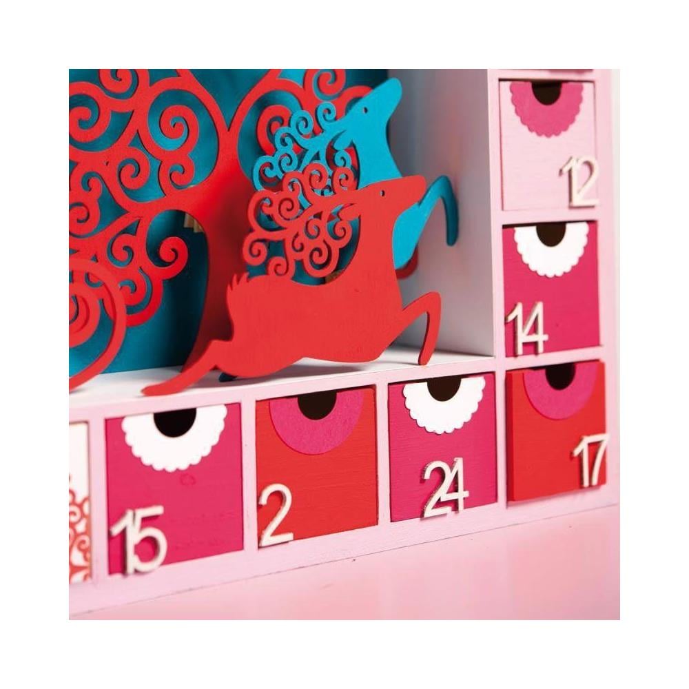 Calendario Dell'avvento Quadrato In Legno 39 X 39 Cm - Foto 2