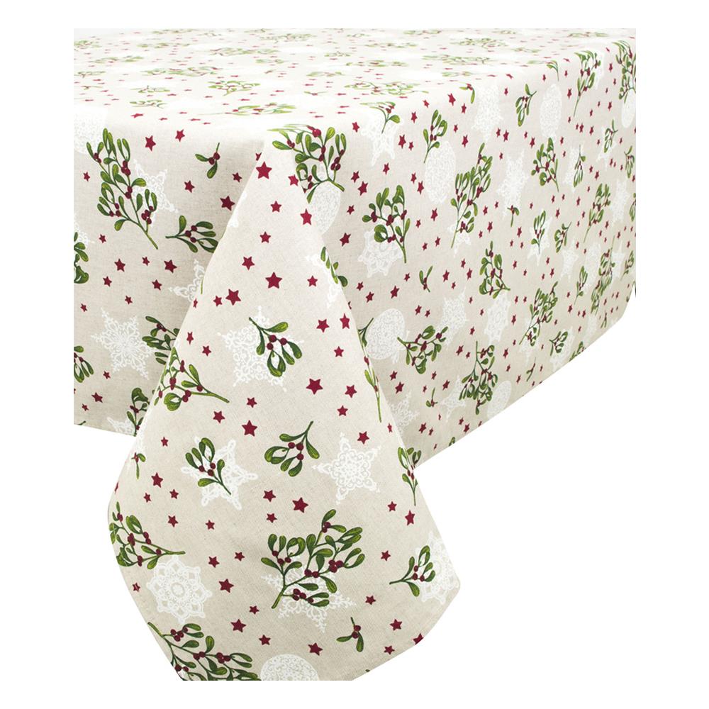 Tovaglia Natalizia Cucina Soggiorno Copritavolo Natale Made Italy Disegni Assortiti 140x140 Vischio - Foto 2