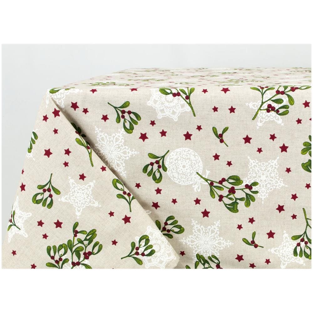 Tovaglia Natalizia Cucina Soggiorno Copritavolo Natale Made Italy Disegni Assortiti 140x140 Vischio - Foto 1