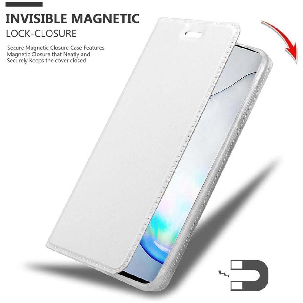 Custodia Compatibile Con Samsung Galaxy Note 10 In Classy Argento - Coperchio Protettiva Con Chiusura Magnetica, Funzione Stand E Tasca Per Le Carte - Foto 8