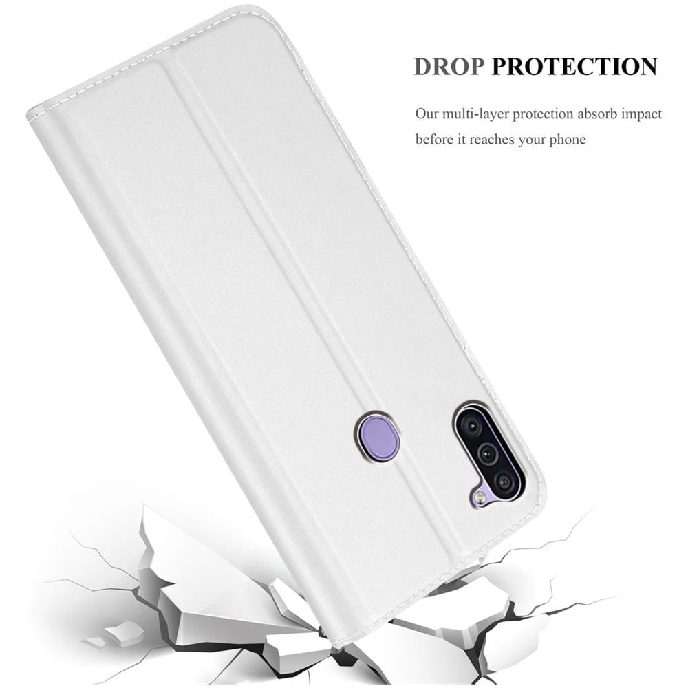 Custodia Compatibile Con Samsung Galaxy A11 / M11 In Classy Argento - Coperchio Protettiva Con Chiusura Magnetica, Funzione Stand E Tasca Per Le Carte - Foto 8