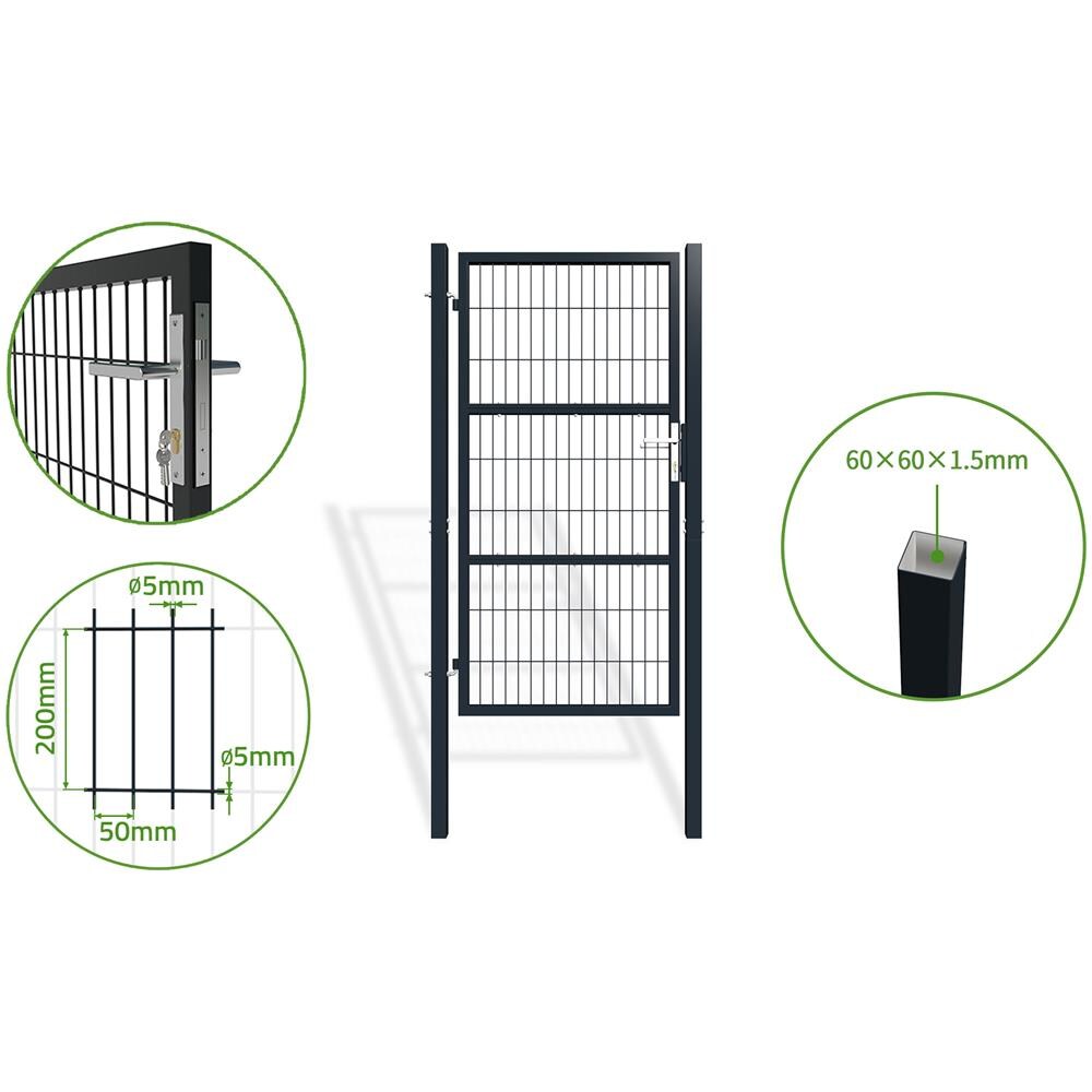 Cancello Per Recinzione In Rete Razo 100p180 Grigio - Foto 1