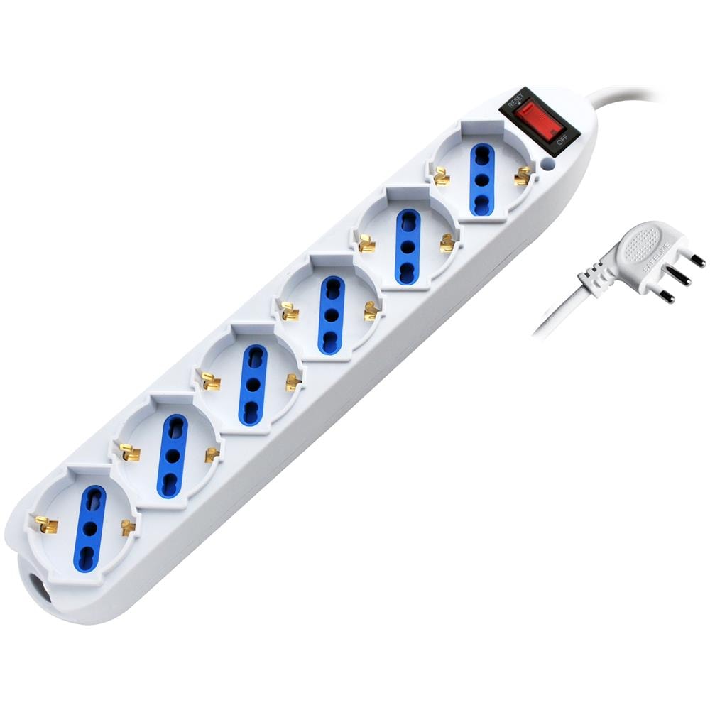 IUPS-PCP-16BKP - Multipresa 6 Posti Italiana Bipasso con protezione da sovraccarico Bianca - Foto 1