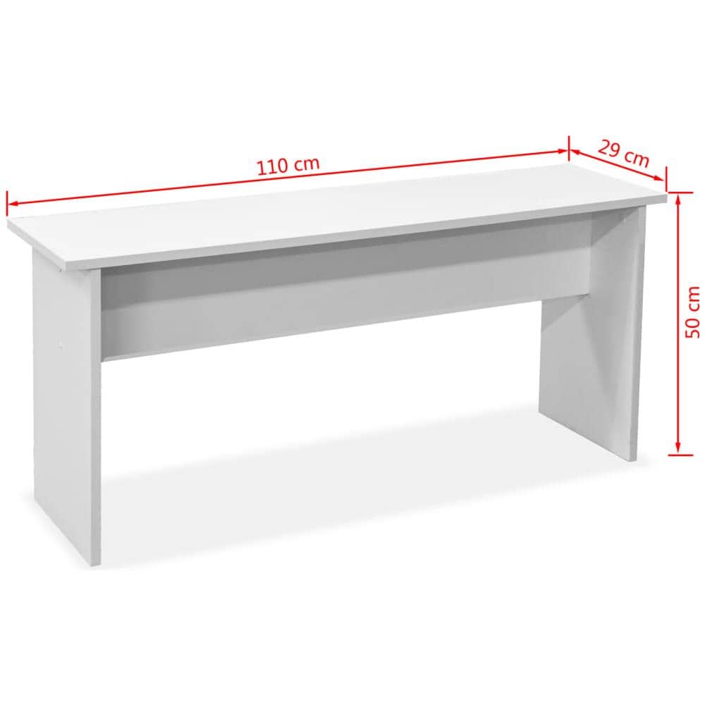 Tavolo da Pranzo e Panche 3 pz in Legno Multistrato Bianco - Foto 7