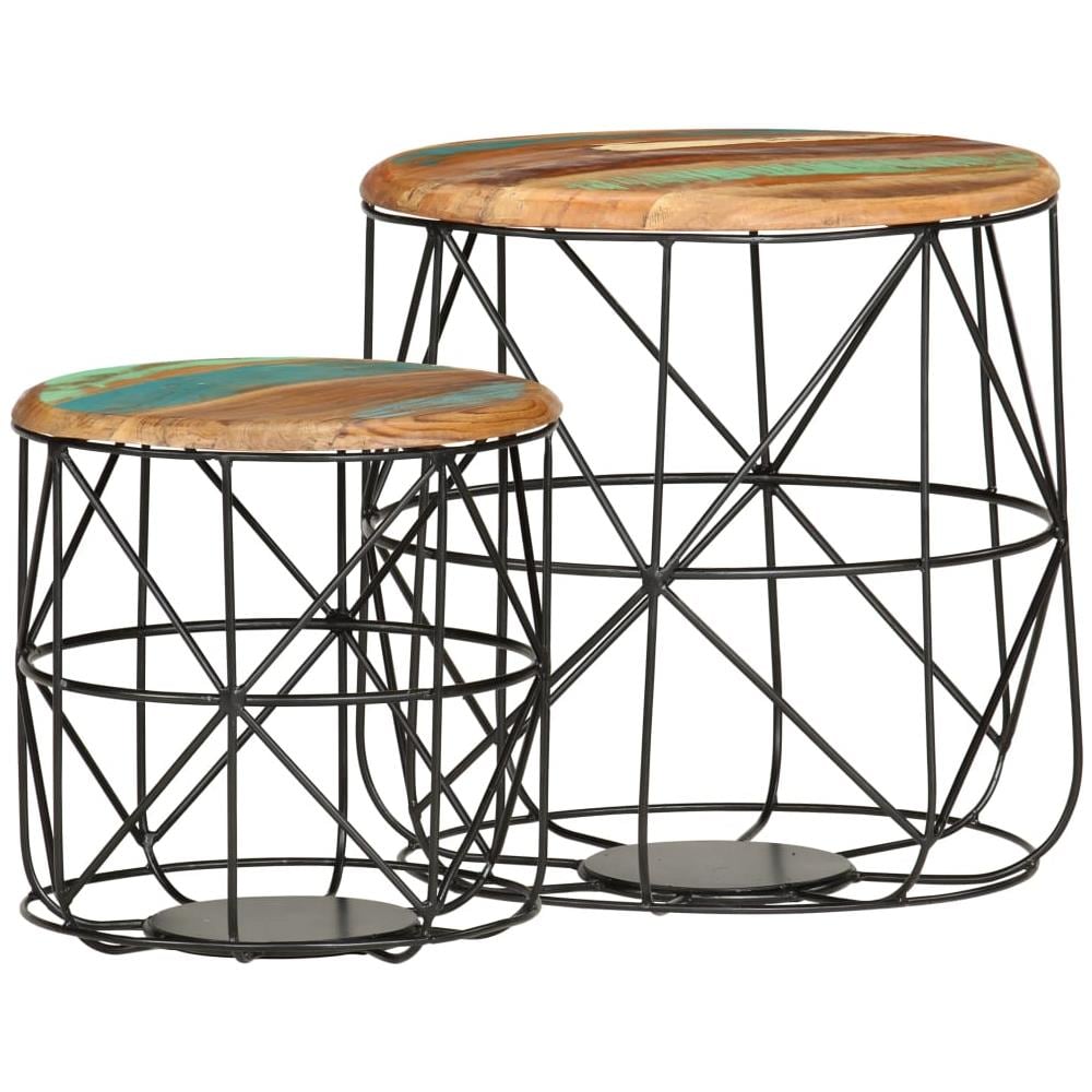 Tavolini Da Caffè 2 Pz In Legno Massello Di Recupero - Foto 1