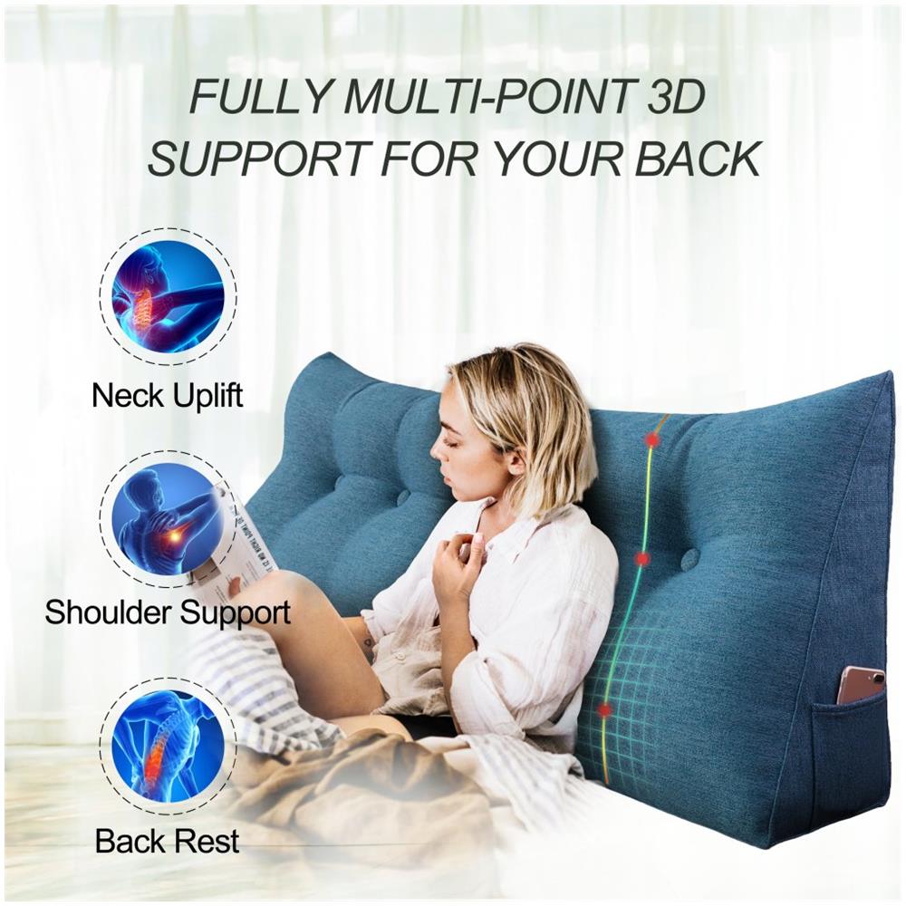 Cuscino A Cuneo Da Lettura Per Schienale, Cuscino Antireflusso Per Letto, Cuscini Gambe Lombare Di Supporto Per Divano, Grandi Testata Letto 120cm Lx20cm Px50cm A - Foto 2