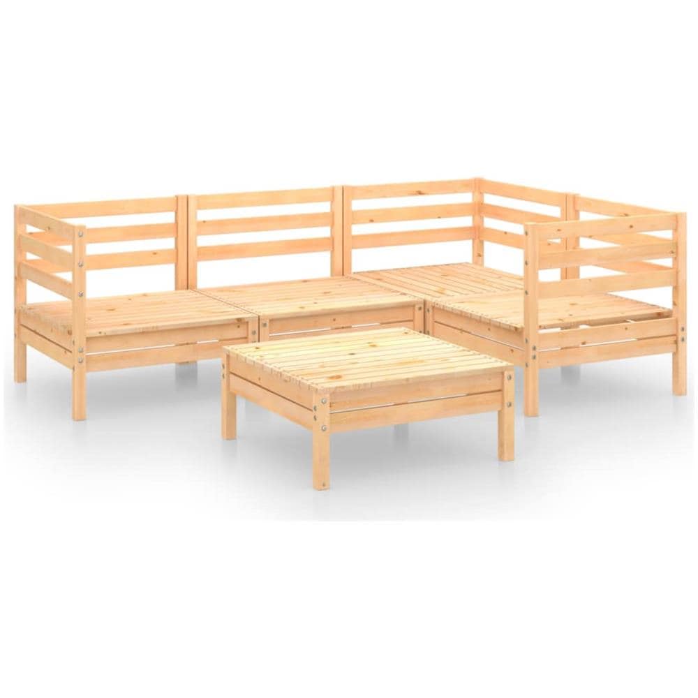 Set Divani Da Giardino 5 Pz In Legno Massello Di Pino - Foto 2