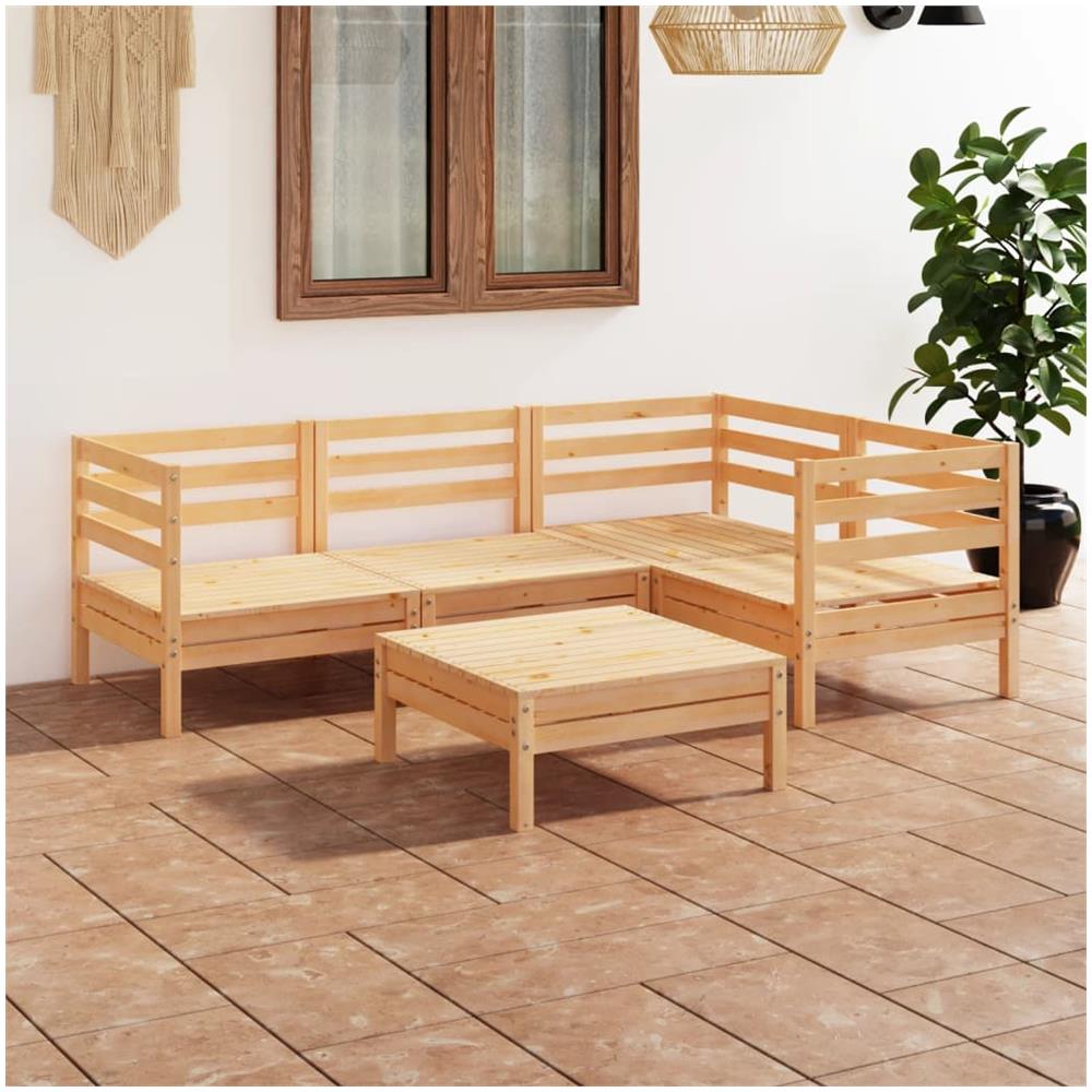 Set Divani Da Giardino 5 Pz In Legno Massello Di Pino - Foto 1