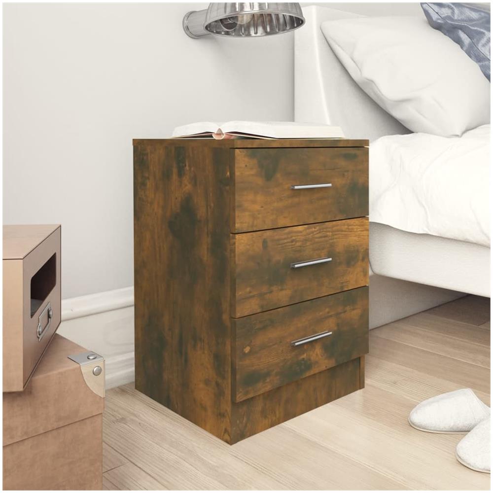 Comodino Rovere Fumo 38x35x56 Cm In Legno Multistrato - Foto 1