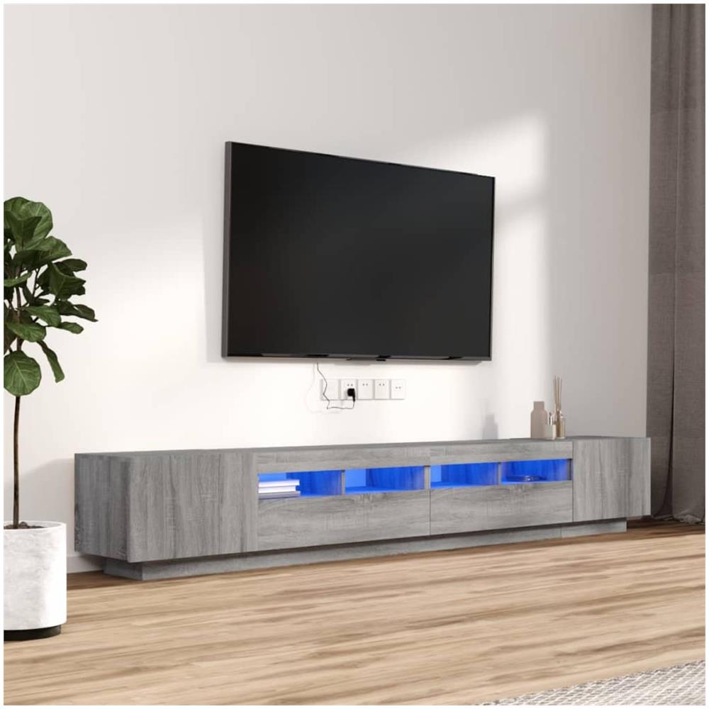 Set Mobili Tv 3 Pz Con Luci Led Grigio Sonoma Legno Multistrato - Foto 1