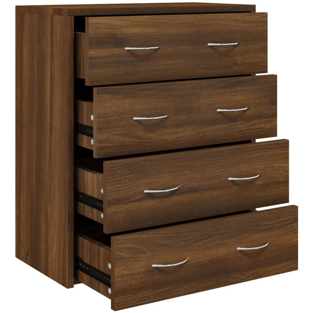 Credenza Con 4 Cassetti 60x30,5x71 Cm Rovere Marrone - Foto 2