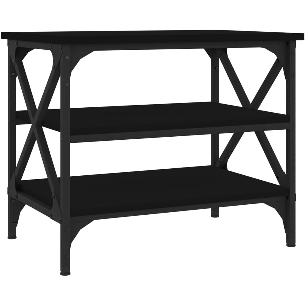 Tavolino Nero 55x38x45 Cm In Legno Multistrato - Foto 2